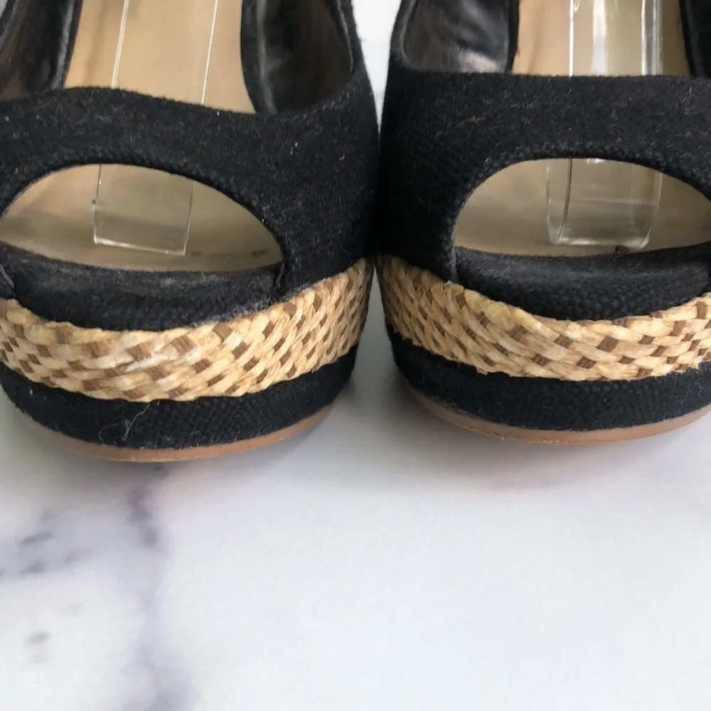 Steven by Steve Madden Black Canvas Mary Jane Style Wedges Size 6M